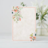 Blanco budget Roze en blauwe bloemige bruiloft Inv Kaart (Staand voorkant)