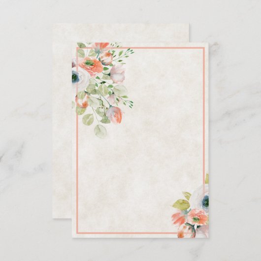 Blanco budget Roze en blauwe bloemige bruiloft Inv Kaart (Voorkant / Achterkant)