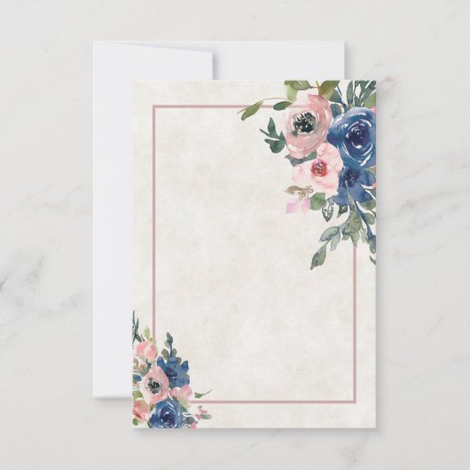 Blanco budget Roze en blauwe bloemige bruiloft Inv Kaart (Voorkant)