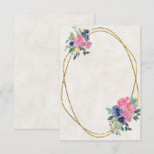 Blanco budget Roze en blauwe bloemige bruiloft Kaart (Voorkant / Achterkant)