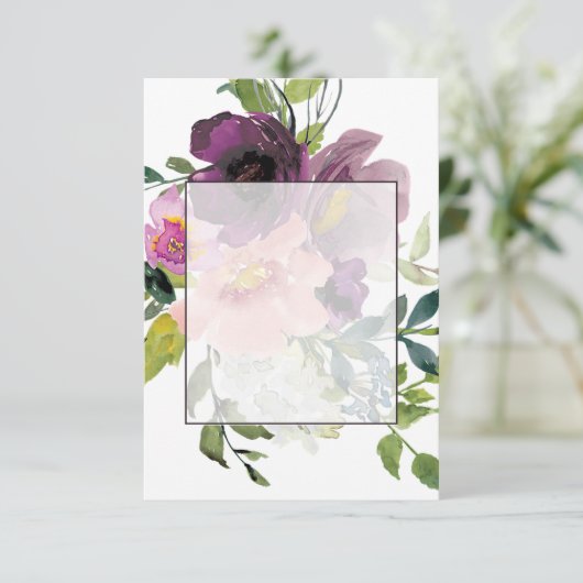 Blanco budget Roze en paarse bruiloft Kaart (Staand voorkant)