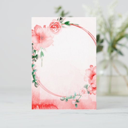 Blanco budget Roze florale bruiloft Kaart (Staand voorkant)