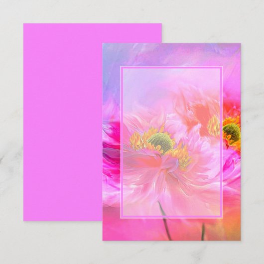 Blanco budget Roze florale fantasie bruiloft Invit Kaart (Voorkant / Achterkant)