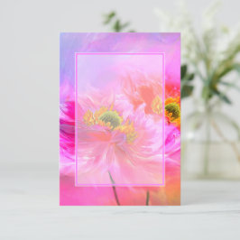 Blanco budget Roze florale fantasie bruiloft Invit Kaart