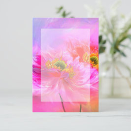 Blanco budget Roze florale fantasie bruiloft Kaart