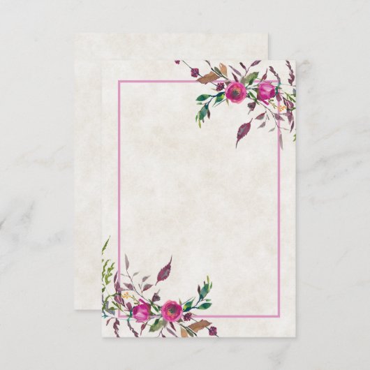 Blanco budget Roze losse bloemige bruiloft uitnodi Kaart (Voorkant / Achterkant)