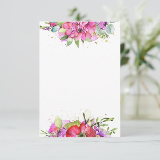 Blanco budget Roze waterverf florale bruiloft Kaart (Staand voorkant)