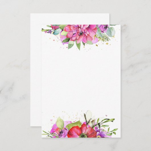 Blanco budget Roze waterverf florale bruiloft Kaart (Voorkant / Achterkant)