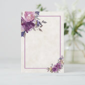 Blanco budget Violet waterverf bloemetjesbruiloft  Kaart (Staand voorkant)