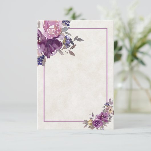 Blanco budget Violet waterverf bloemetjesbruiloft  Kaart (Staand voorkant)