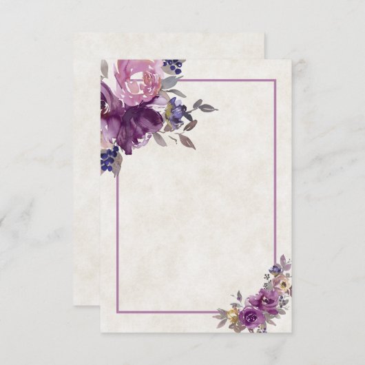Blanco budget Violet waterverf bloemetjesbruiloft  Kaart (Voorkant / Achterkant)