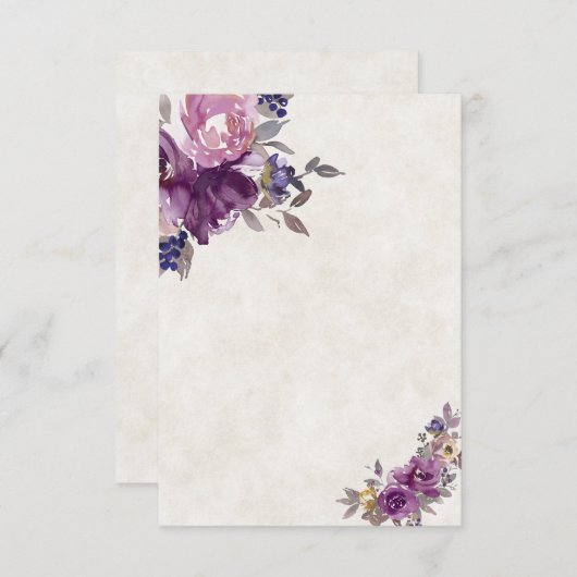 Blanco budget Violet waterverf florale bruiloft Kaart (Voorkant / Achterkant)