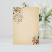 Blanco budgetroze floral on parchment bruiloft kaart (Staand voorkant)
