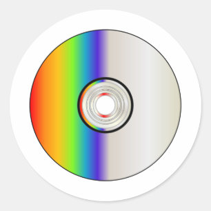 Blanco cd-schijf met regenboog ronde sticker