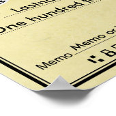 Blanco cheque voor Sweepstakes & Awards PARCHMENT Poster (Hoek)