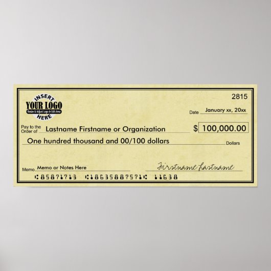 Blanco cheque voor Sweepstakes & Awards PARCHMENT Poster (Voorkant)