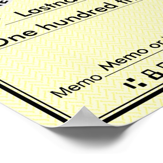 Blanco cheque voor Sweepstakes & Awards YELLOW Poster (Hoek)