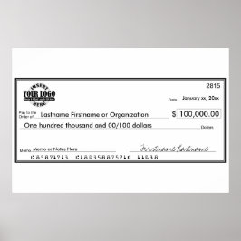 Blanco cheque voor sweepstakes en prijzen poster