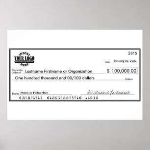 Blanco cheque voor sweepstakes en prijzen poster