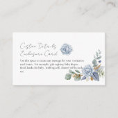 Blanco DIY Greenery Dusty Blue Flower Informatiekaartje (Voorkant)
