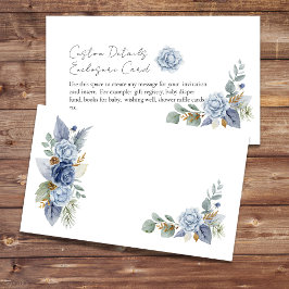 Blanco DIY Greenery Dusty Blue Flower Informatiekaartje