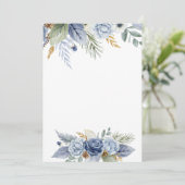 Blanco DIY Invitation Greenery Dusty Blue Flower Kaart (Staand voorkant)