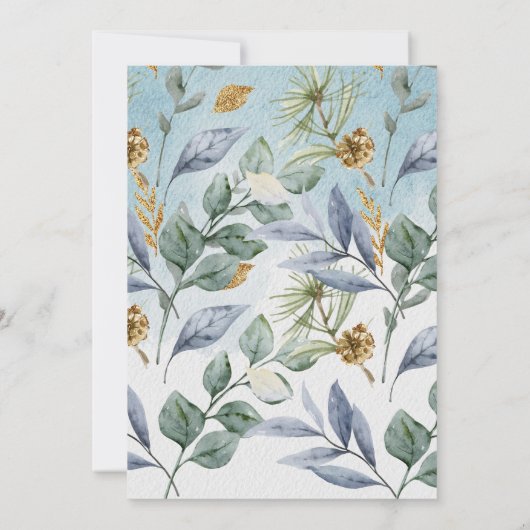 Blanco DIY Invitation Greenery Dusty Blue Flower Kaart (Achterkant)