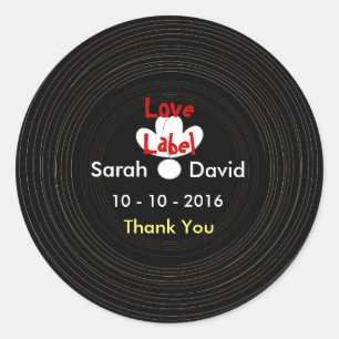 Blanco en wit vinylmuziekrecord ronde sticker