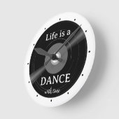 Blanco en wit, vinylrecordmuziek ronde klok (Hoek)