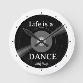 Blanco en wit, vinylrecordmuziek ronde klok (Voorkant)