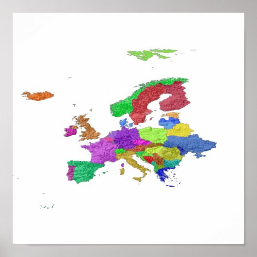 Blanco Europ-landen Kaart Poster (Voorkant)