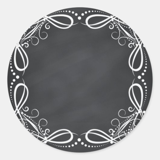 Blanco Faux-kartonnen Floral-curves aanpassen Ronde Sticker (Voorkant)