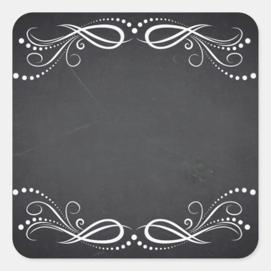 Blanco Faux-kartonnen Floral-curves aanpassen Vierkante Sticker (Voorkant)