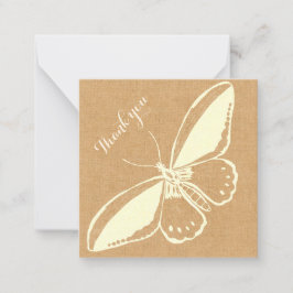 Blanco flat-dank voor uw kaart met vlinder notitiekaartje
