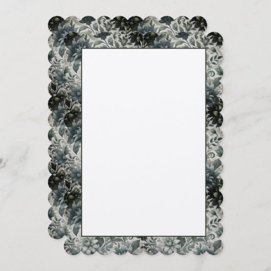 Blanco Floral Invitation Kaart (Voorkant / Achterkant)