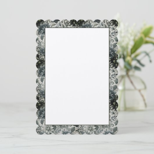 Blanco Floral Invitation Kaart (Staand voorkant)