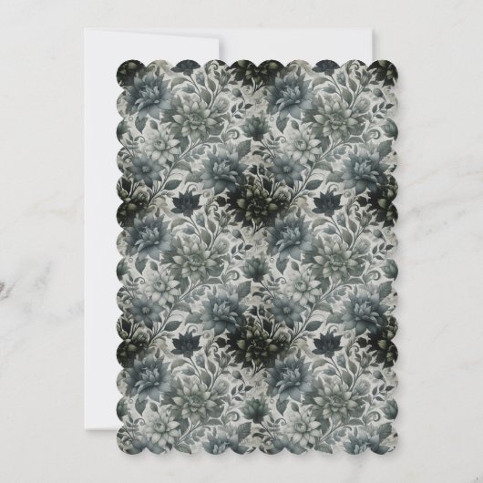 Blanco Floral Invitation Kaart (Achterkant)