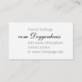 Blanco Franse Bulldog-kaarten Advieskaart (Achterkant)