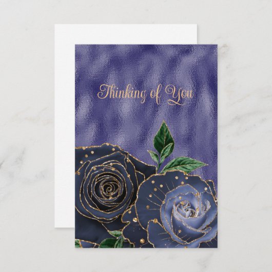 Blanco Glamoureuze Rozen van de goudmarine denkend Aankondiging (Voorkant / Achterkant)