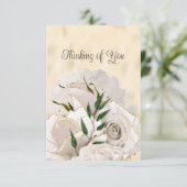 Blanco glamoureuze witte rozen Dinken van jou Aankondiging (Staand voorkant)