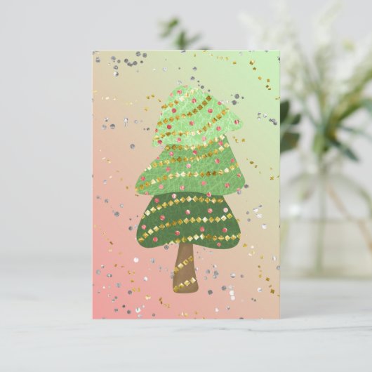 Blanco goudgroene vlek Moderne kerstboom Aankondiging (Staand voorkant)