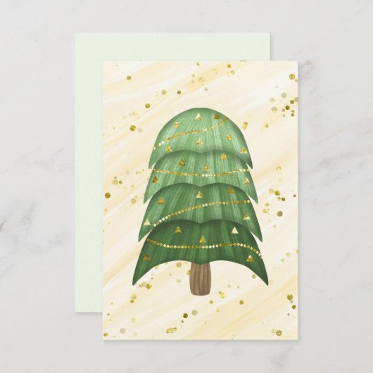 Blanco goudgroene vlek Moderne kerstboom Aankondiging (Voorkant / Achterkant)