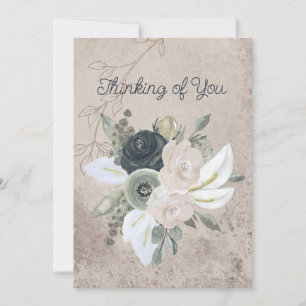 Blanco grijze bloemen en Waterverf van Cream Aankondiging