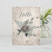 Blanco Hallo Sage Green Cream Waterverf Flowers Aankondiging (Staand voorkant)