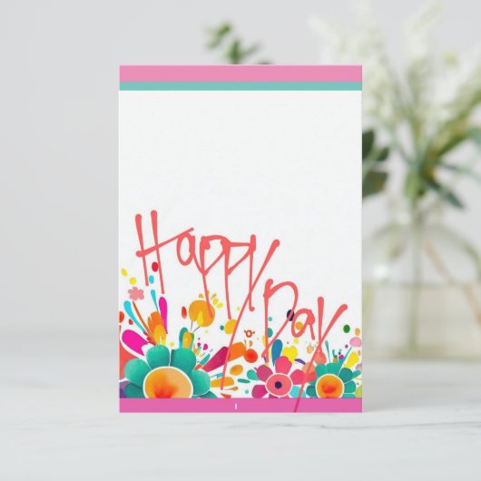 blanco "happy day" notitiekaart, dank u. bedankkaart (Staand voorkant)