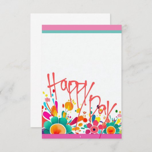 blanco "happy day" notitiekaart, dank u. bedankkaart (Voorkant / Achterkant)