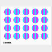 Blanco, helderroze magenta stripes ronde sticker (Vel)