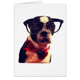 Blanco Hipster Boston Terrier-kaart