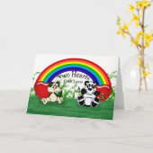 Blanco homo lesbische liefdeskaart met panda's en  kaart (Gele Bloem)