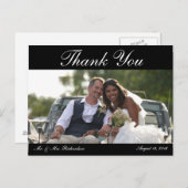 Blanco - Horiz. B&W Aangepaste trouwfoto Dank u Briefkaart (Voorkant / Achterkant)